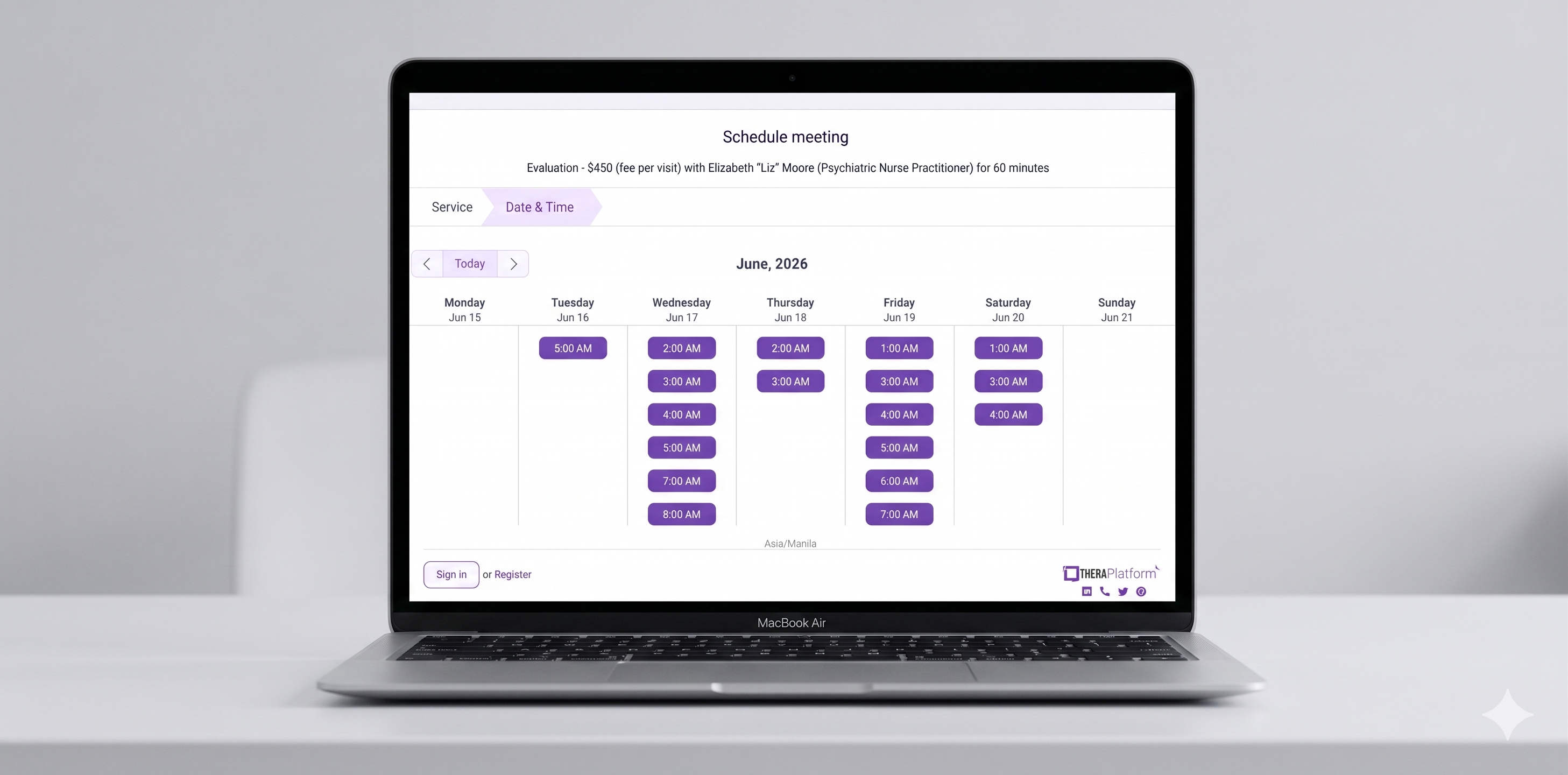 Step 1 — Schedule an initial visit online, openings available within one week